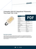 Lâmpada LED E27 Regulável Filamento Tory Gold T45 3.5W