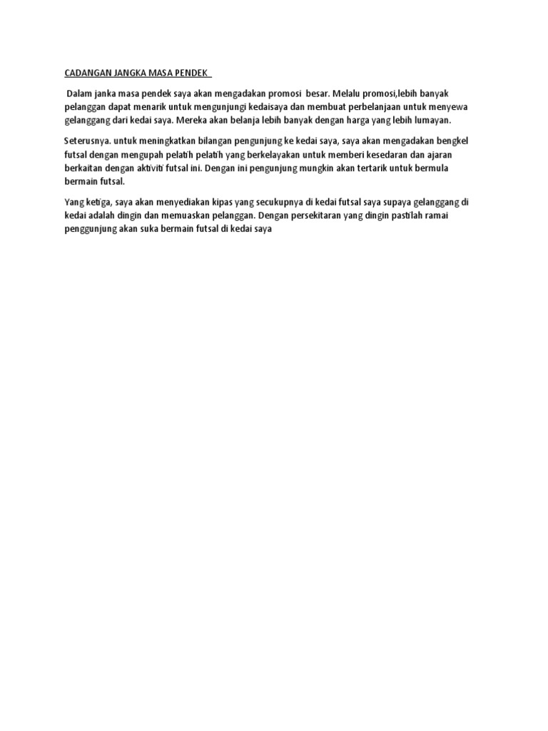 Cadangan Jangka Masa Pendek Pdf