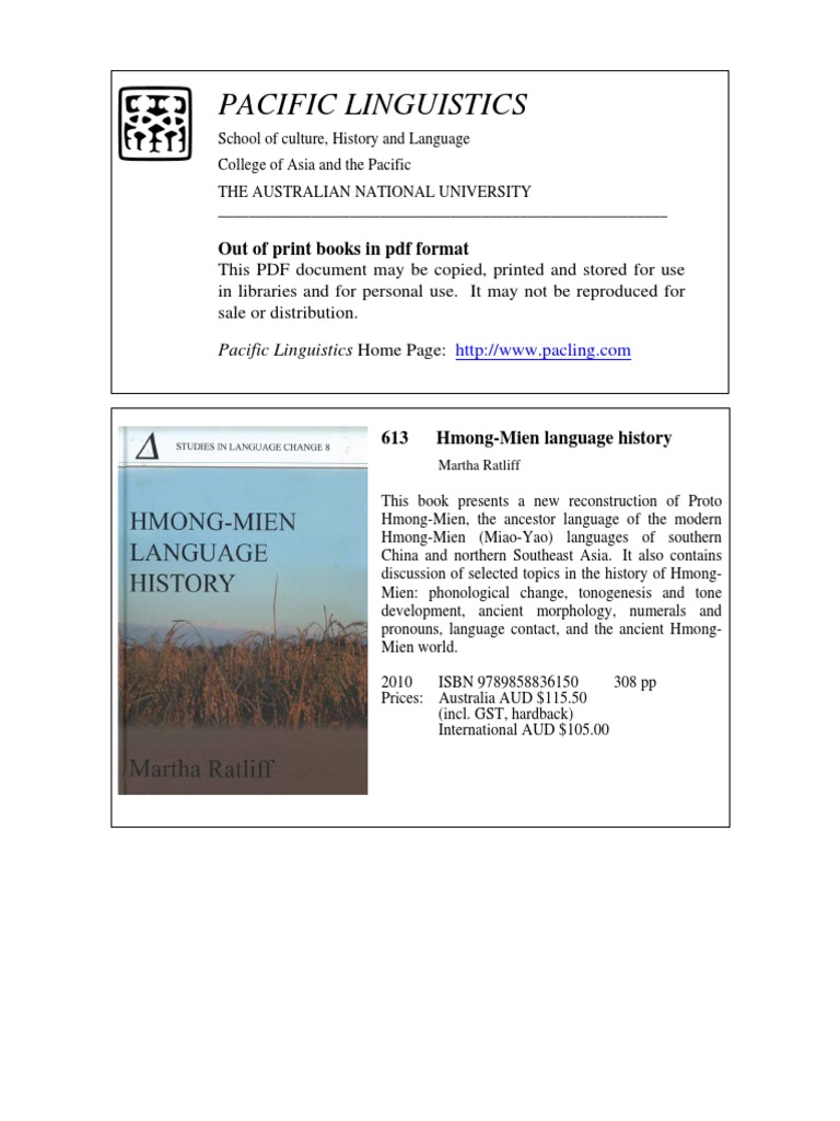 Hmong-Mien Language History Overview | PDF | Tone (Linguistics) | Syllable