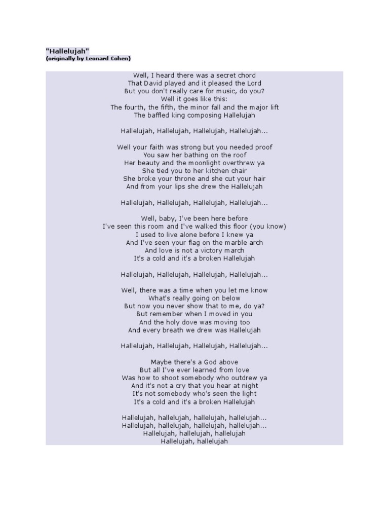 Hallelujah Lyrics | PDF