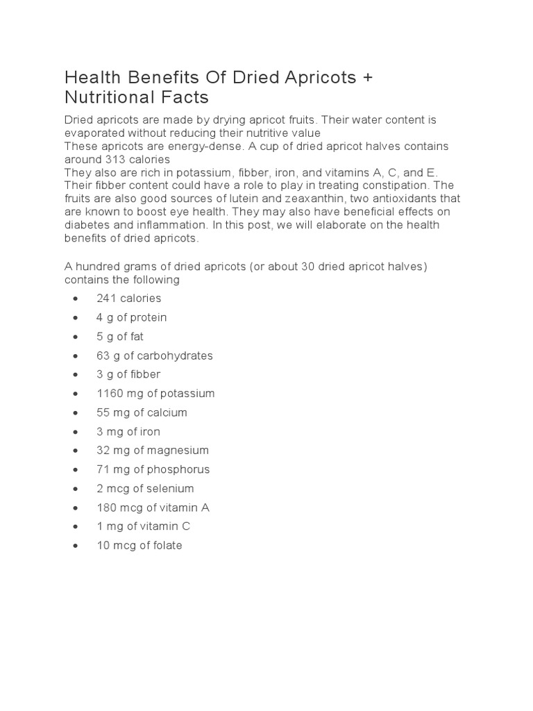 Health Benefits of Dried Apricots