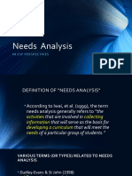 Needs Analysis: in Esp Perspectives