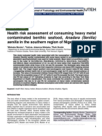 Health Risk Assessment of Consuming Heavy Metal Contaminated Benthic Seafood, Anadara (Senilia) Senilis in The Southern Region of Nigeria.