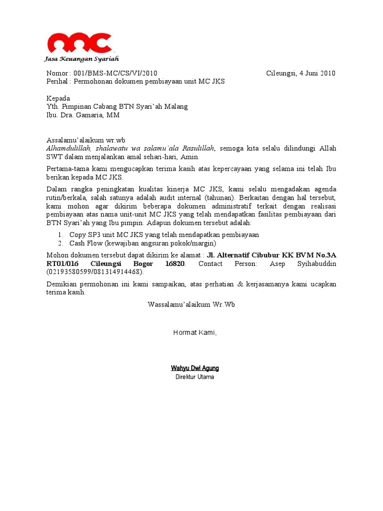 Surat Permohonan data