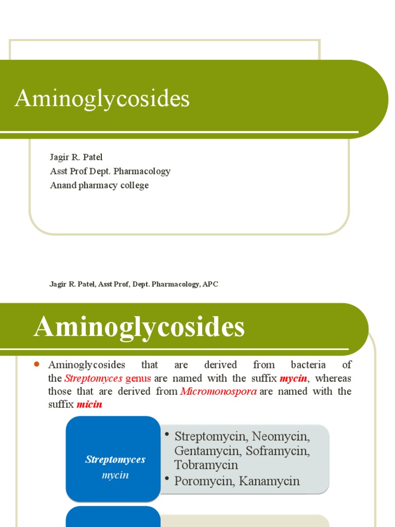 Aminoglycosides: Jagir R. Patel Asst Prof Dept. Pharmacology Anand ...