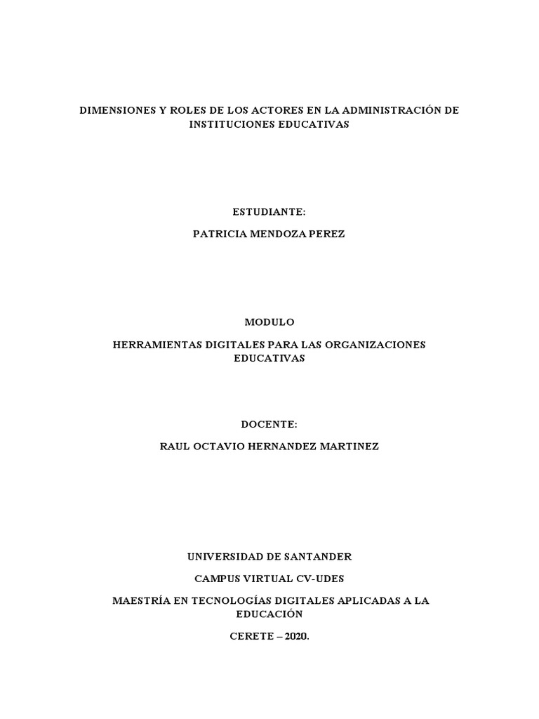 Dimensiones y Roles de Los Actores en La Administración de ...