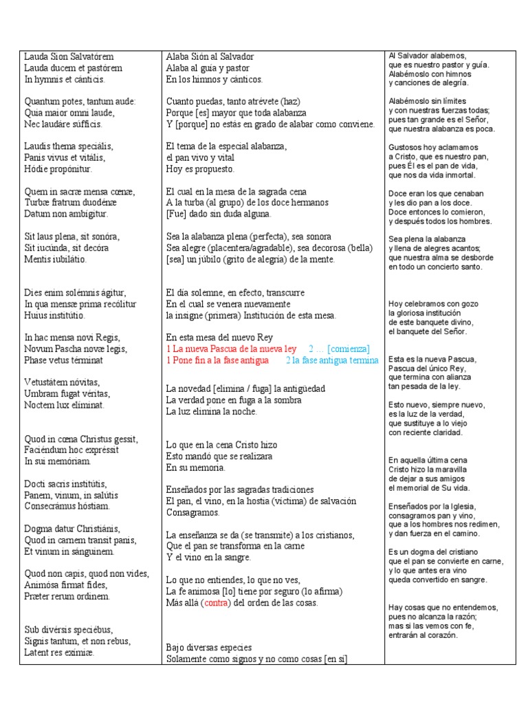 Lauda Sion Salvatorem: Himno y Letra | PDF | Comportamiento cristiano y ...