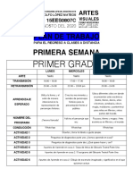 Plan de Trabajo Primera Semana Primer Grado, Artes