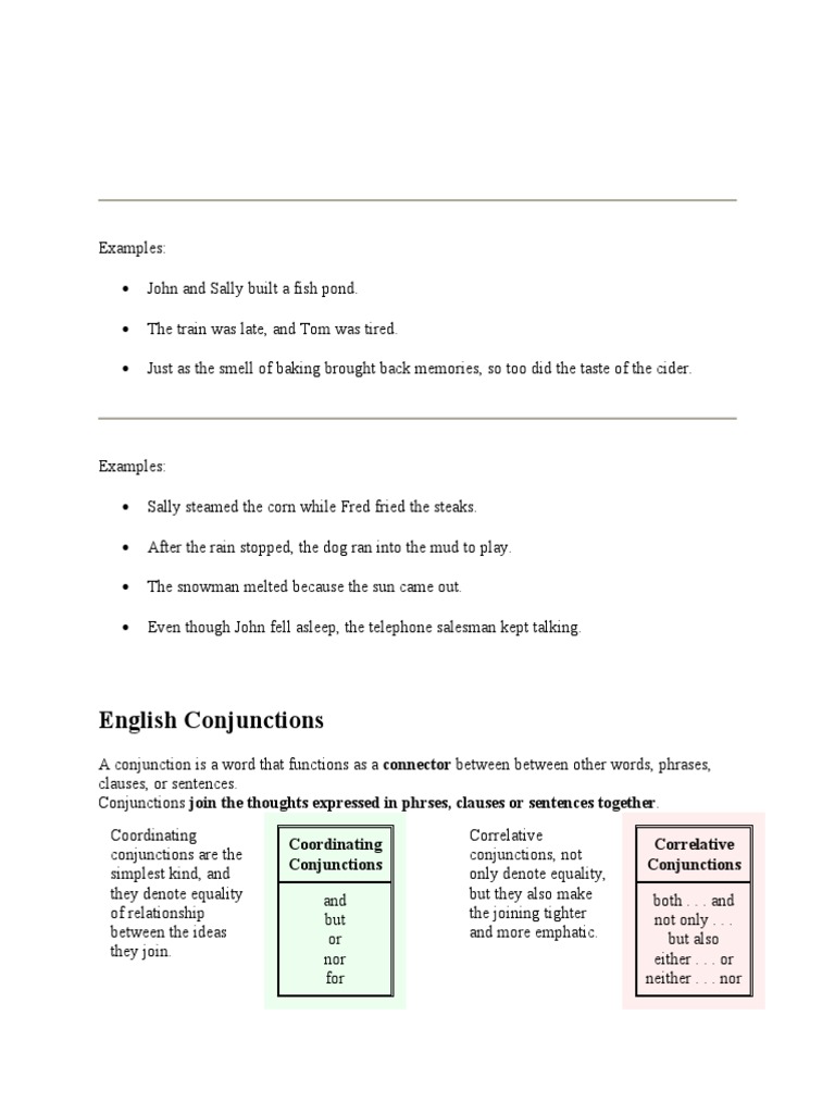 Understanding English Conjunctions | PDF | Syntax | Grammar