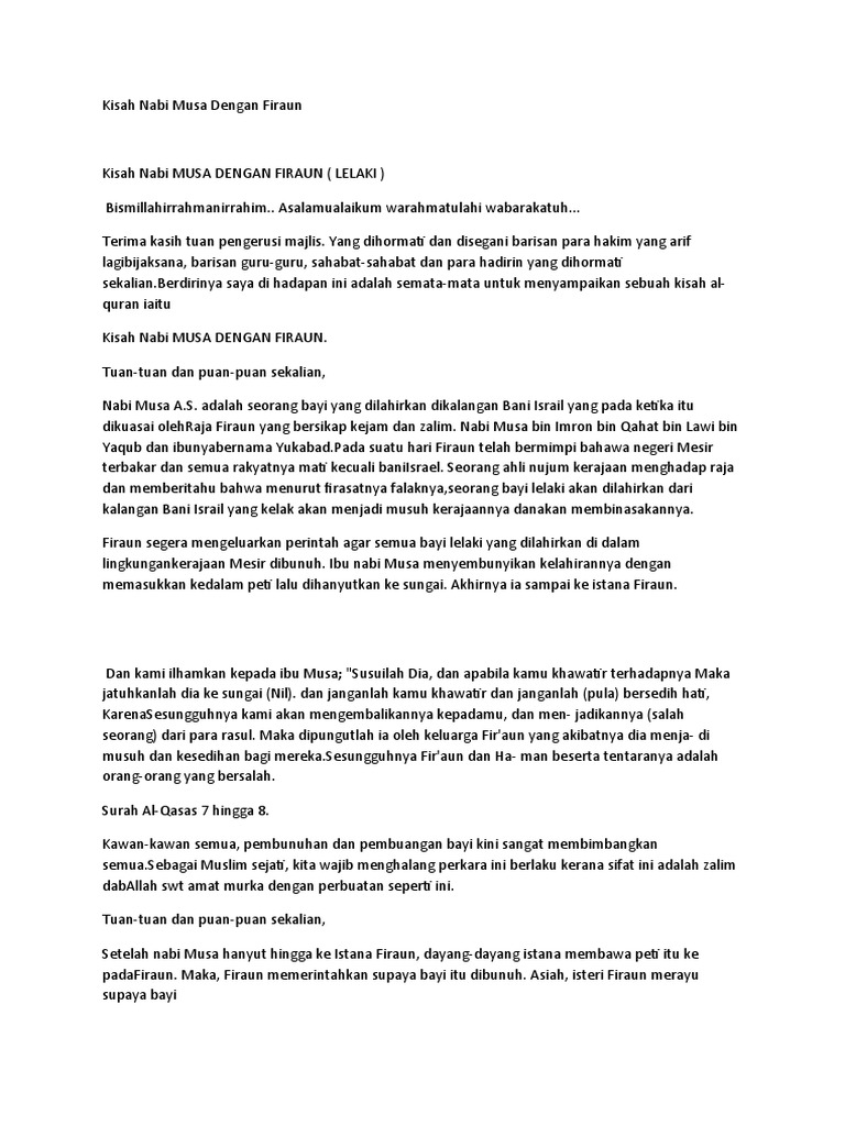 Kisah Nabi Musa Dengan Firaun Pdf
