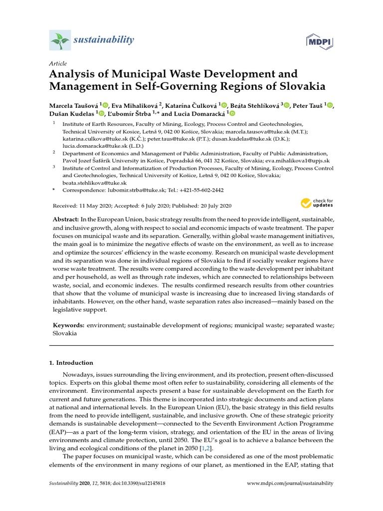 Analysis of Municipal Waste Development and Management in Self ...