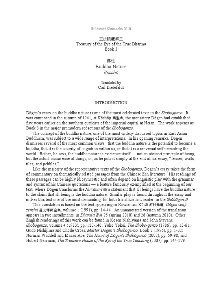 Buddha Nature: Busshō | PDF | Dōgen | Indian Philosophy