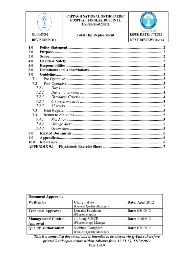 GL-PHYS-1 Total Hip Replacement | PDF | Physical Therapy | Surgery