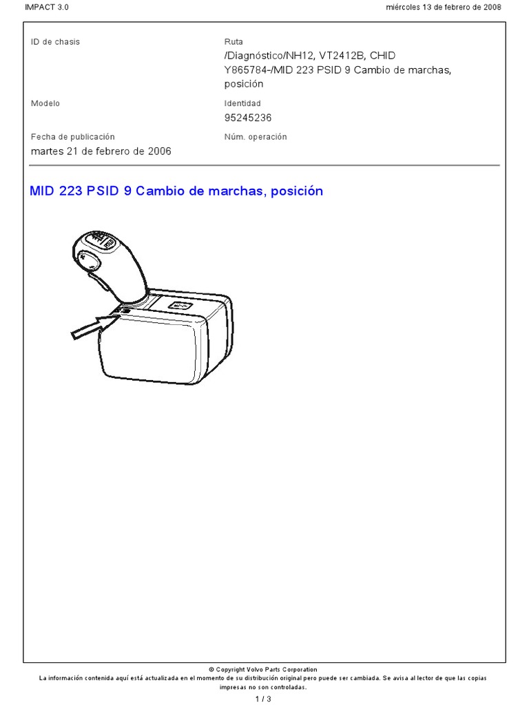 MID 223 PSID 9 FMI 12. Cambio de Marcha, Posicion PDF Informática