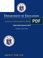 Learner Information System (LIS) : Oplan Balik Eskwela 2019
