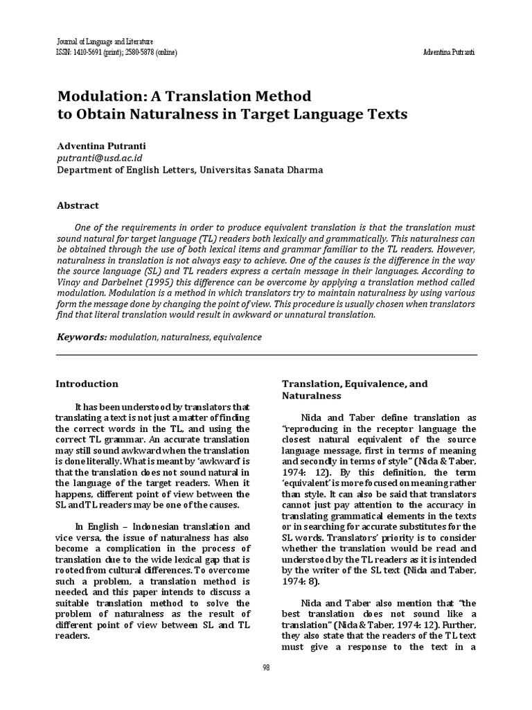 Modulation: Ensuring Natural Translation | PDF | Translations | Linguistics