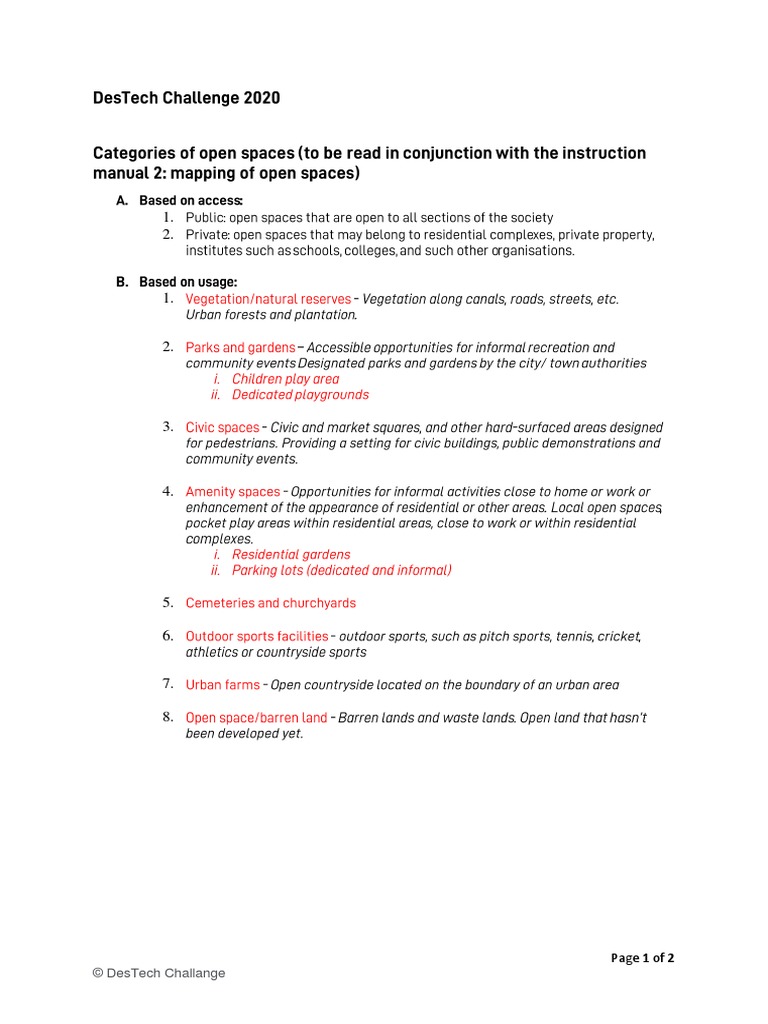 Categories of Open Spaces for Mapping | PDF