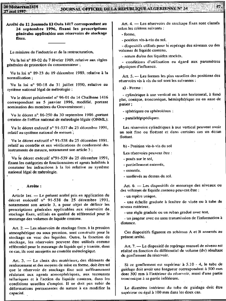Arrete Septembre 1996 Onml | PDF