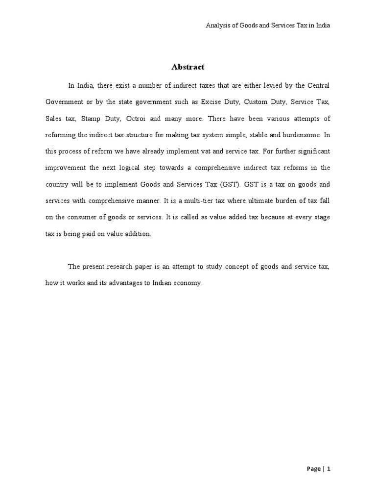 Analysis of Goods and Services Tax in India | PDF | Value Added Tax | Taxes