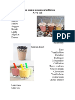 Daftar menu minuman kekinian