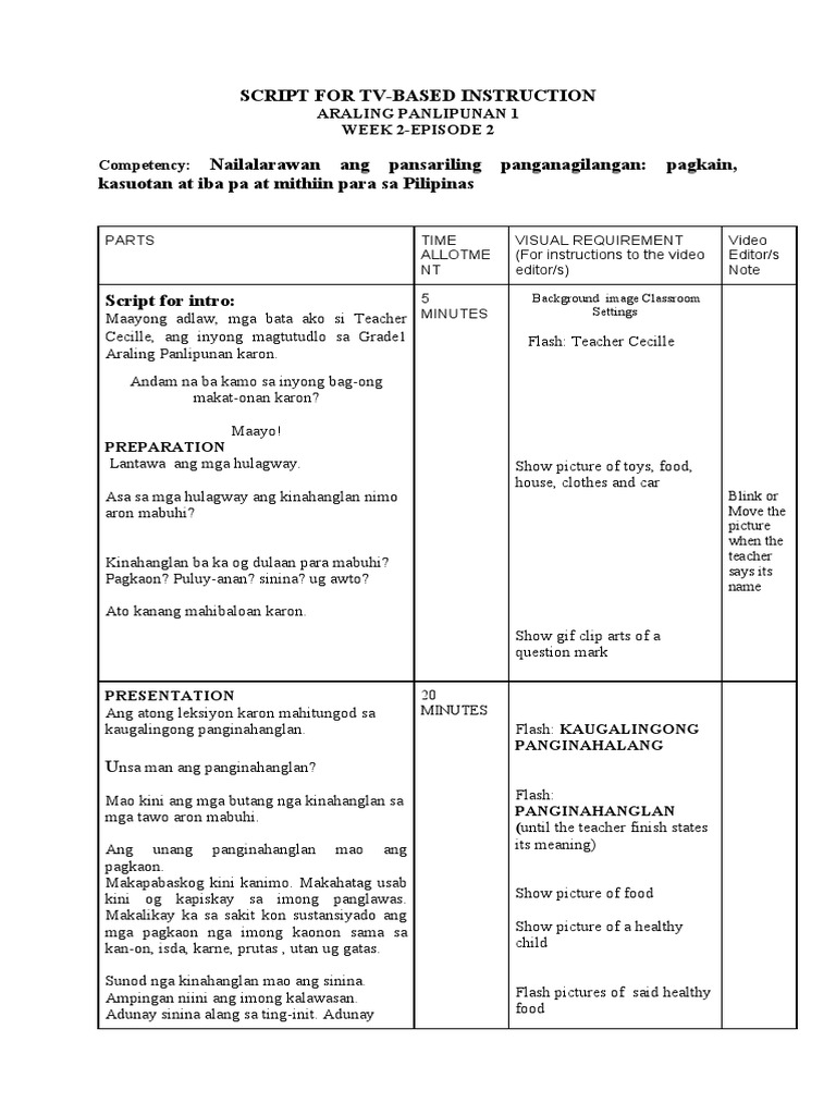 09 02 20 TV Based Inst. SCRIPT - Episode2 2 | PDF