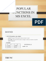 Popular Functions in Ms Excel