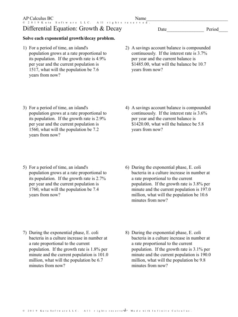 8.2 Differential Equation Growth Decay PDF Radioactive Decay