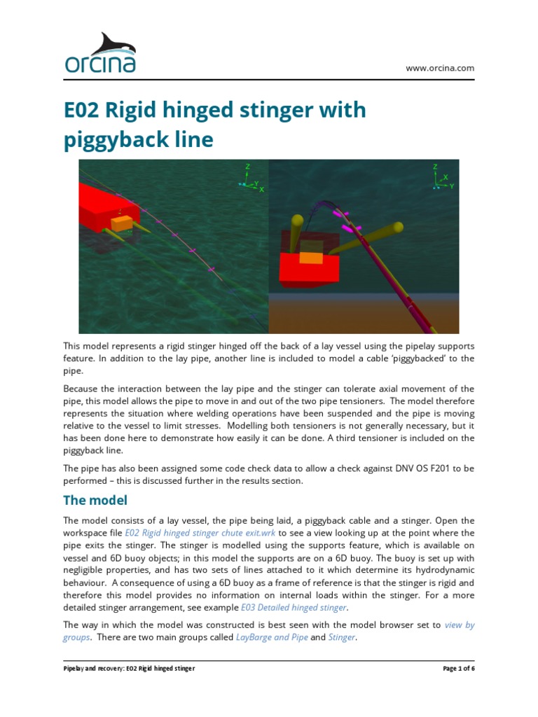 E02 Rigid Hinged Stinger Pdf Pipe Fluid Conveyance Force