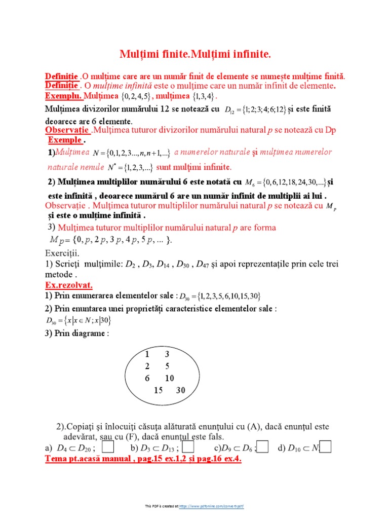 6 Multimi Finite Și Infinite | PDF