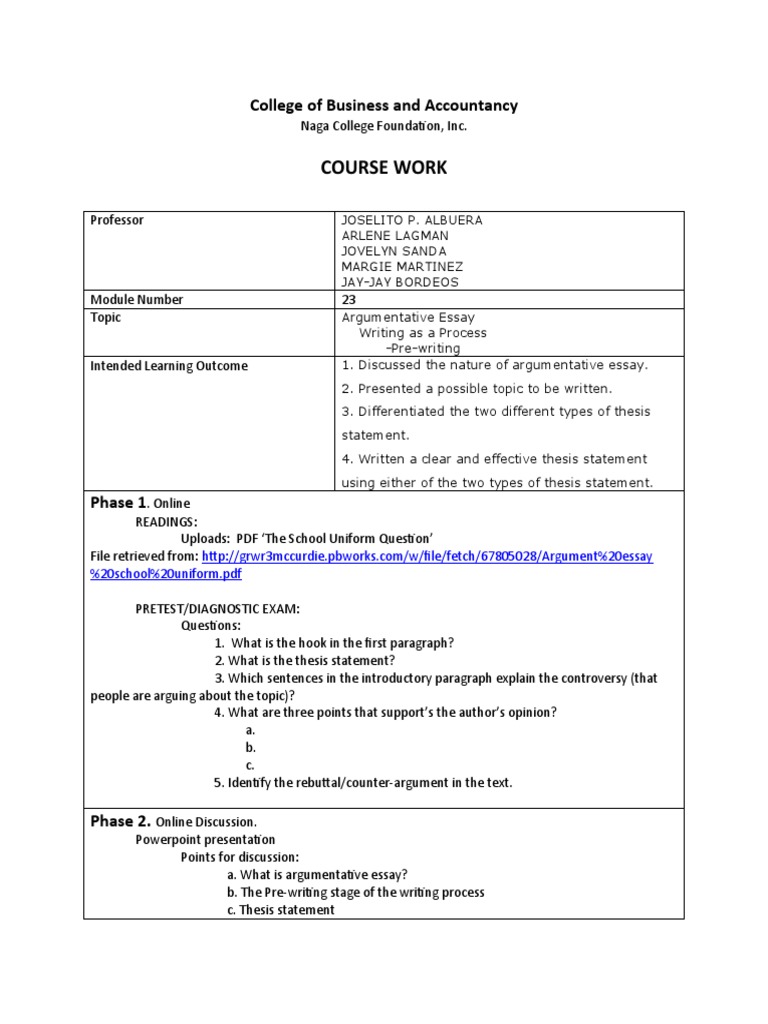 Argumentative Essay Writing Guide | PDF | Essays | Thesis