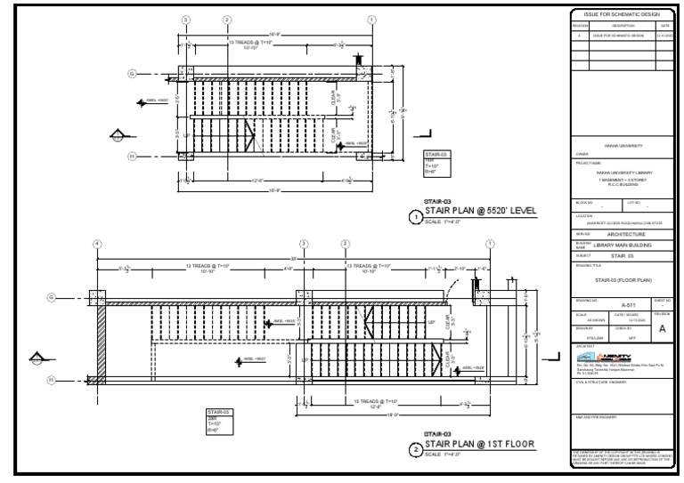 Stair Plan at 5520' Level: Issue For Schematic Design 1 2 3 | PDF ...