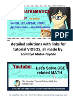 Detailed Solutions With Links For Tutorial VIDEOS, All Made by