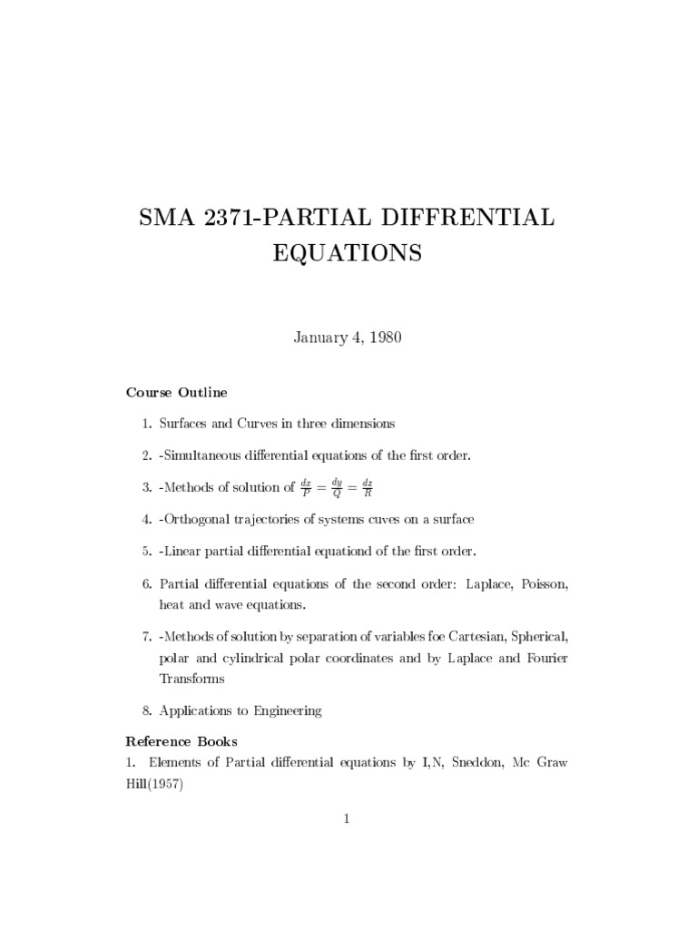 Pde Final Pdf Partial Differential Equation Equations