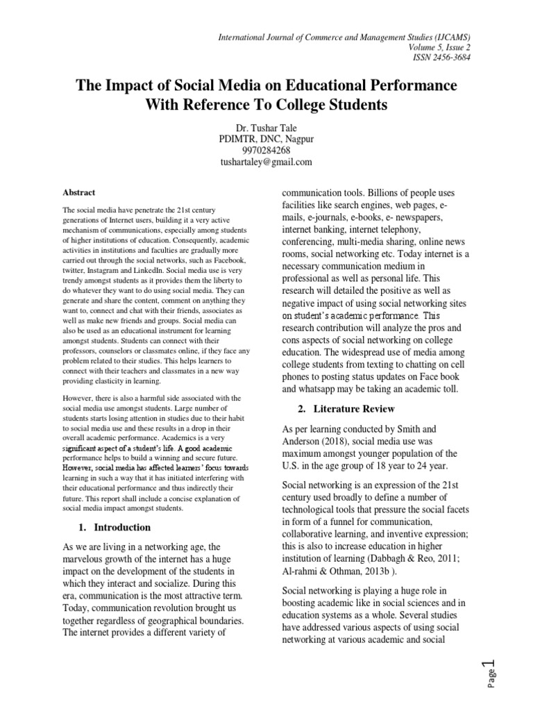 Social Media's Impact on College Students | PDF | Social Media ...