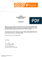 Certificado afiliación POSITIVA Damaris Torres