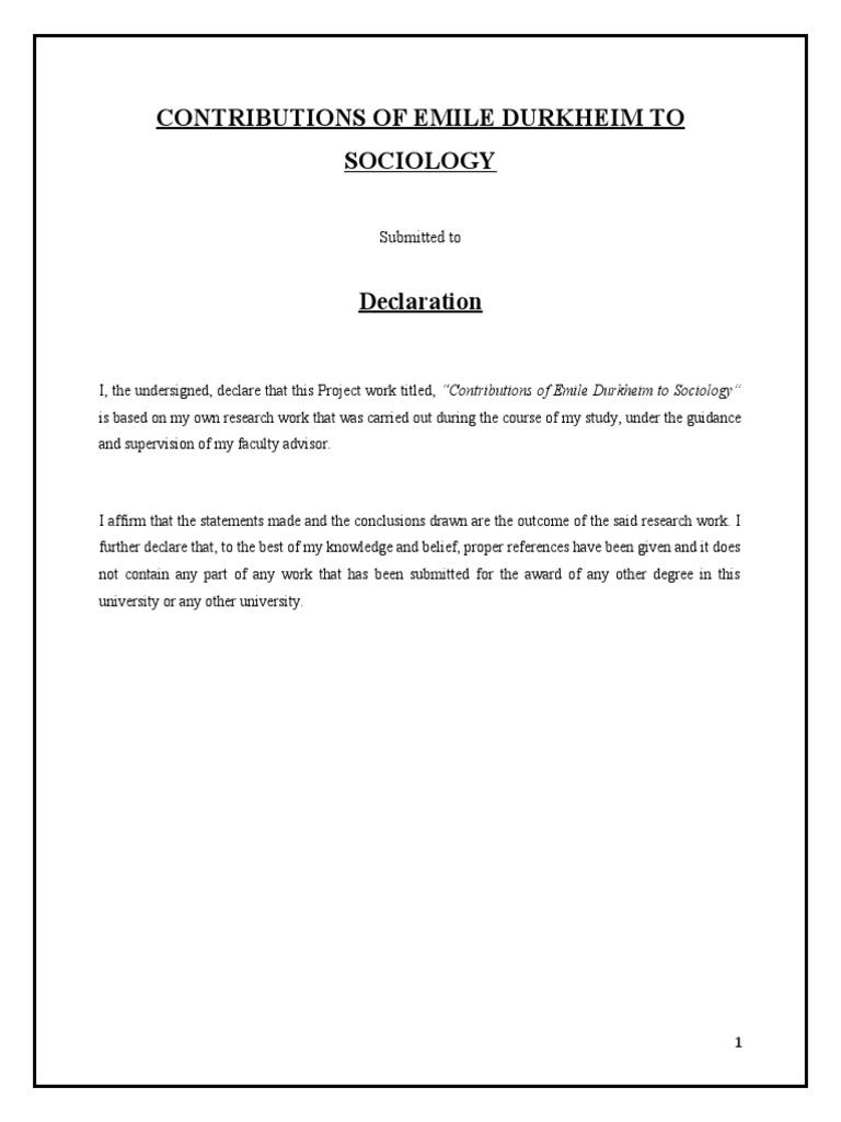 Durkheim's Key Contributions to Sociology | PDF | Émile Durkheim ...
