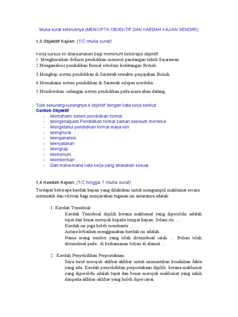 Objektif Dan Kaedah Kajian Pdf