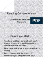 Reading Comprehension: Guidelines For Short-Answer Questions