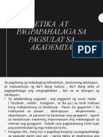 Etika at Pagpapahalaga Sa Pagsulat Sa Akademiya