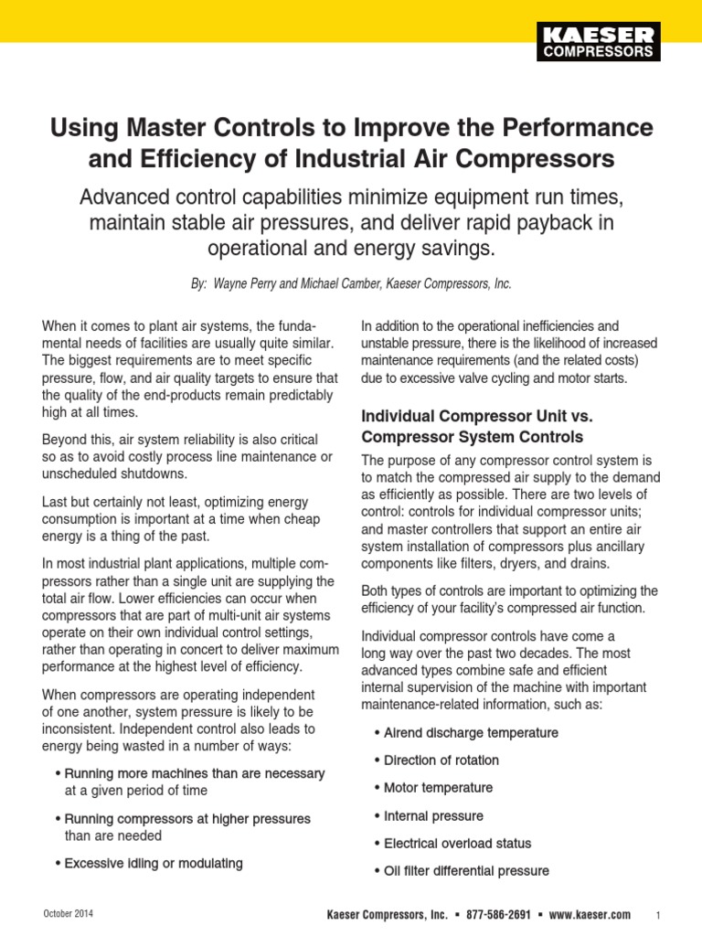 Master Controls for Air Compressor Efficiency | PDF | Efficient Energy ...