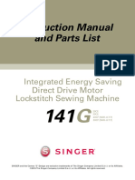 Instruction Manual and Parts List: Integrated Energy Saving Lockstitch Sewing Machine Direct Drive Motor