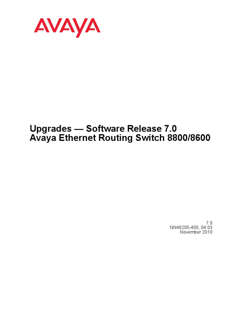 Ers 8600 SW 7.0 Software Upgrades Avaya 100120671 | PDF