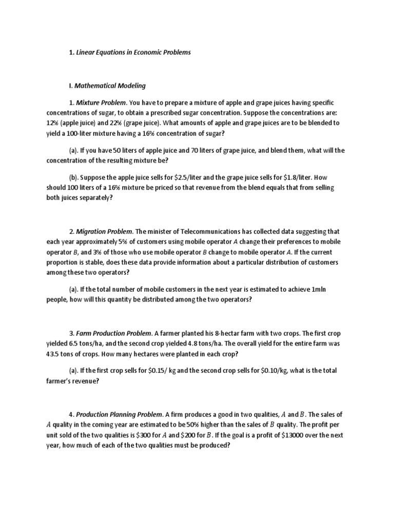 Linear Equations in Economic Problems | PDF | Interest | Equations