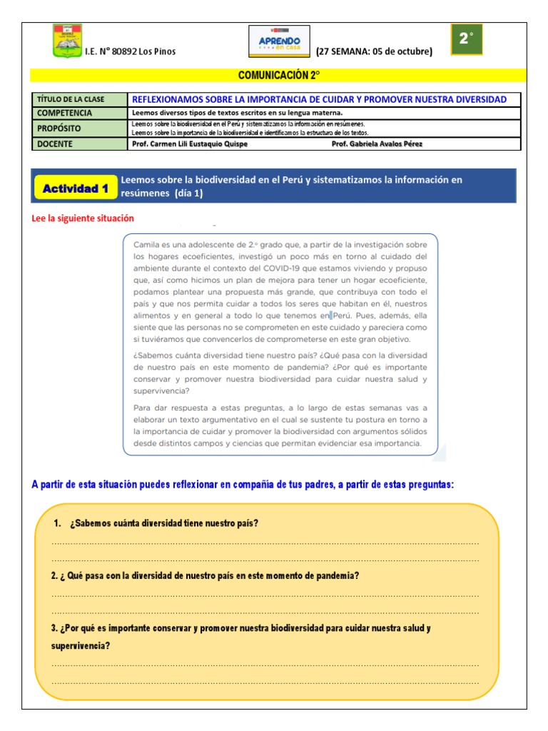 Semana 27 - Ficha de Comunicación PDF | PDF | Estudios de idiomas ...