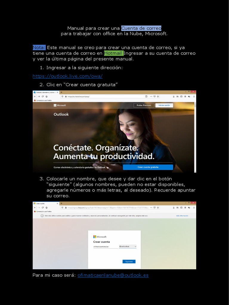Crear Cuenta de Correo en Outlook | PDF