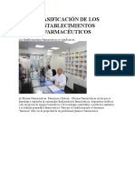 Clasificación de Los Establecimientos Farmacéuticos