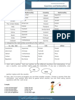 Countries and Nationalities: Country Nationality Country Nationality