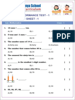 Cls-1 - Math - Revision Sheet-1 - Student's Performance Test-1