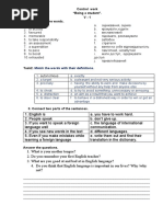 Control Work "Being A Student". V - 1 Task #1. Match The Words