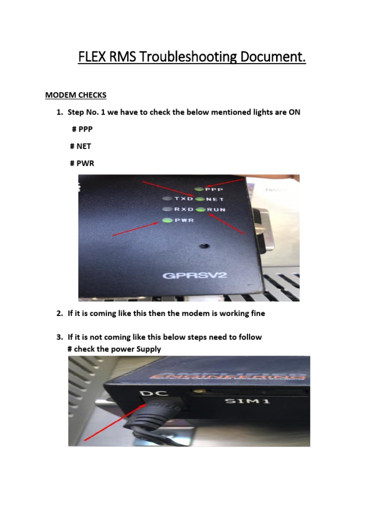 FLEX RMS Modem Troubleshooting Guide | PDF | Computers